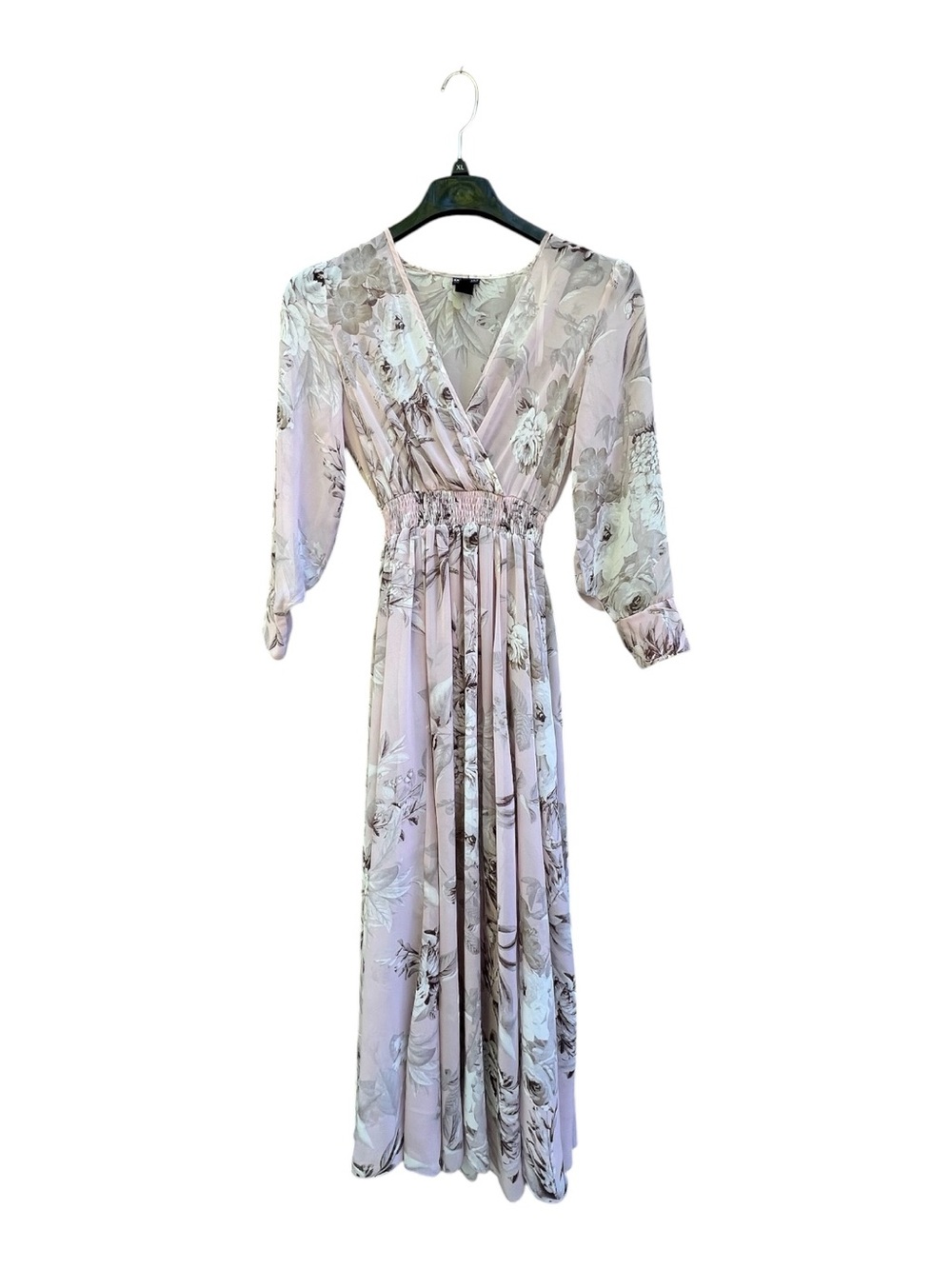 Kate & Lily Romantic Sheer Long Sleeved Maxi Dress Smocked Waist Feminine Petite